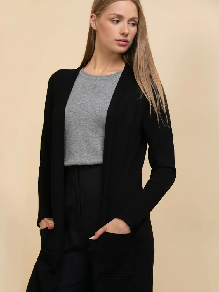 Ribbed Detail Duster Cardigan