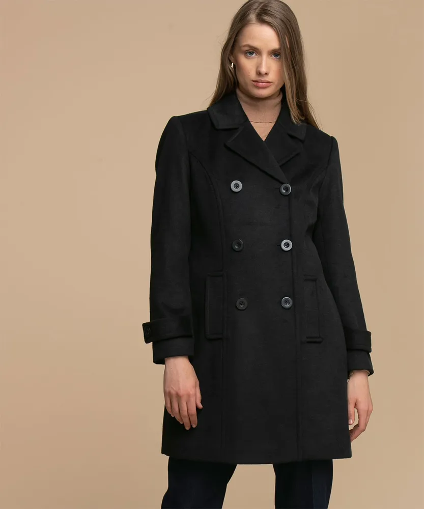 Double Breasted Wool Blend Coat