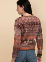 Novelty Pattern Button-Front Cardigan