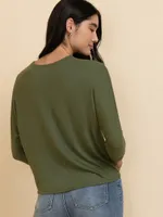 Easy V-Neck Hacci Knit Top