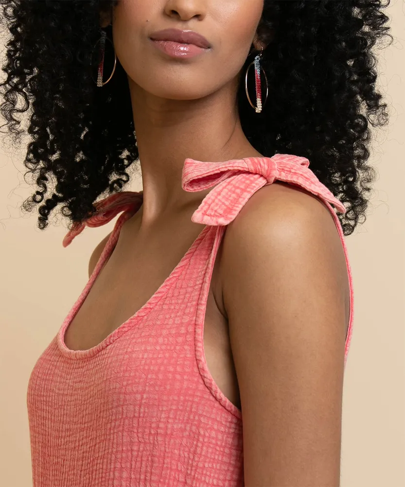 Cupio Sleeveless Tiered Tie Shoulder Midi Dress
