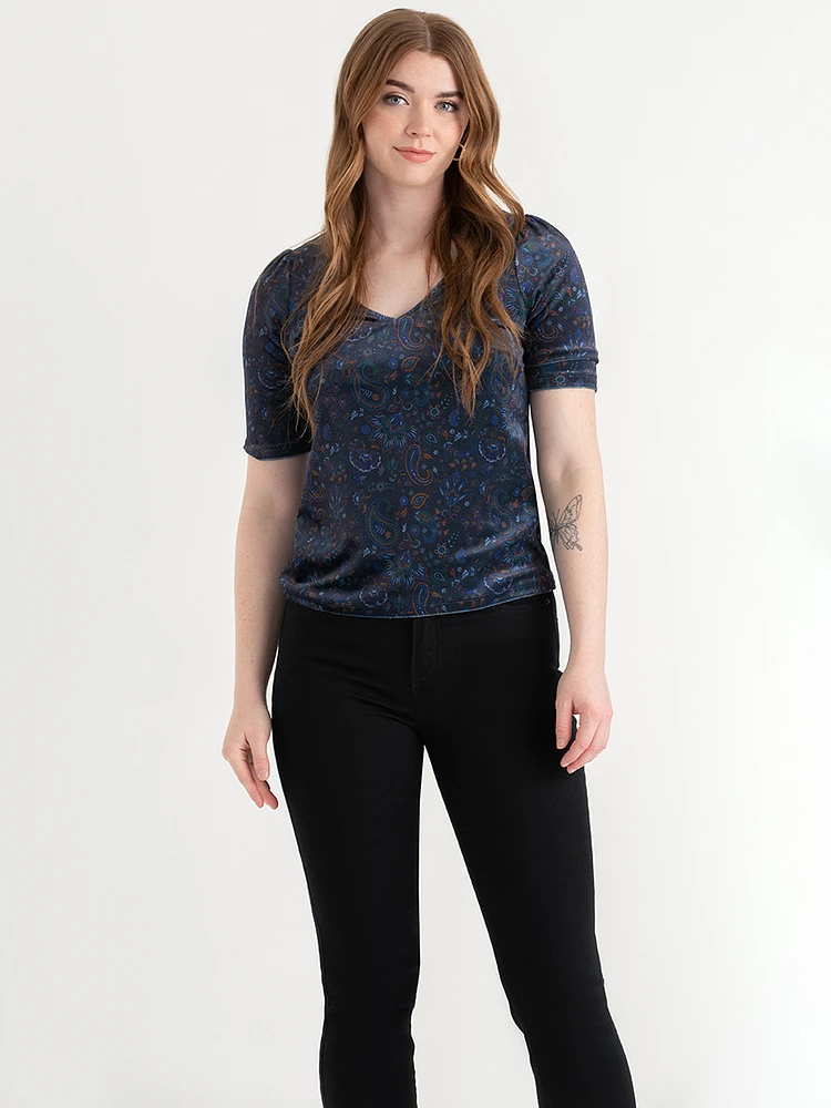 Velvet V-Neck Top