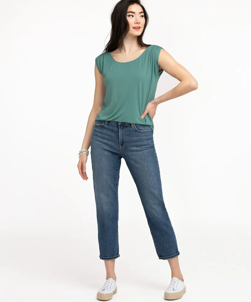 Eco-Friendly Ruched Shoulder Tee