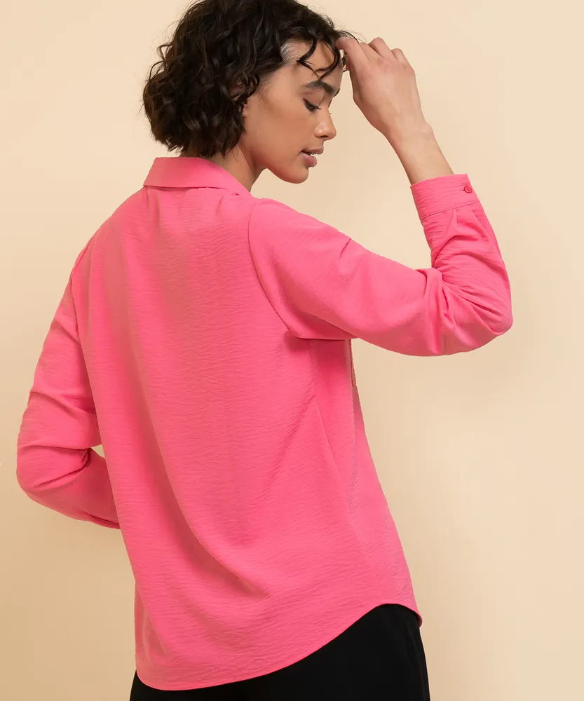 Long Sleeve Collared Shirt with Pockets