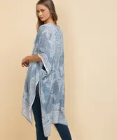 Blue Paisley Print Shark Bite Ruana