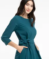 Eco-Friendly Belted Boat Neck Dress