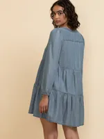 Tiered Smock Denim Dress