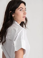 Short Sleeve Collared Poplin Shirt