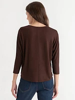 Easy V-Neck Hacci Knit Top