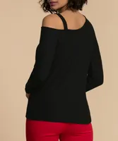 Knotted Hem Top with Cut-Out Shoulder Detail