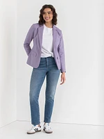 Single Button Cotton Sateen Blazer