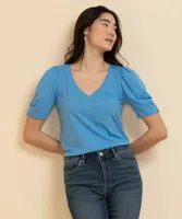 Puffed Sleeve V-Neck Tee