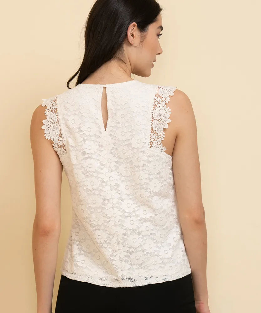 Lace Shell with Crochet Trim Blouse