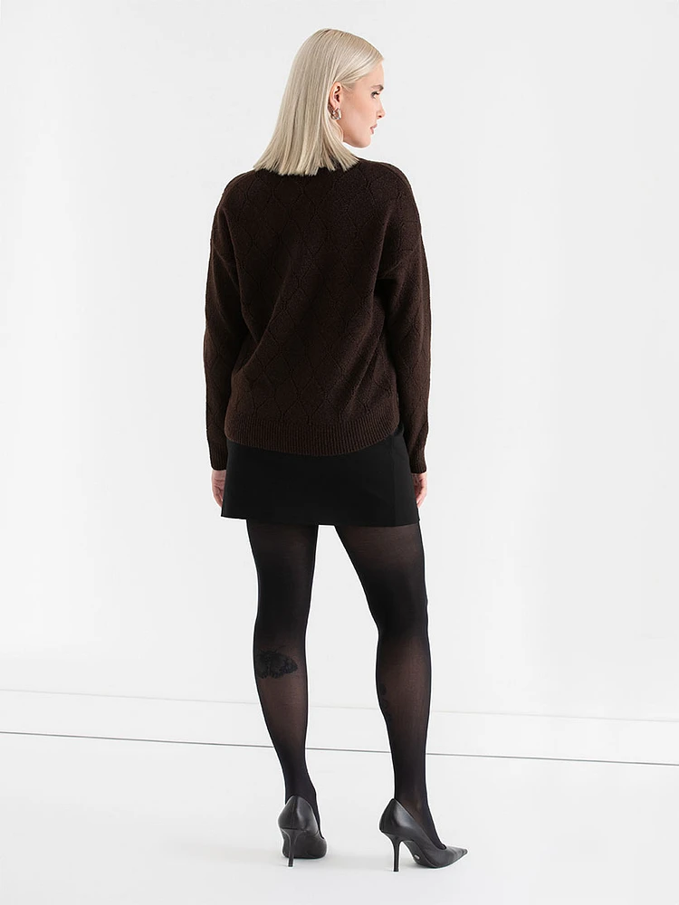 Pointelle Shimmer Pullover Sweater