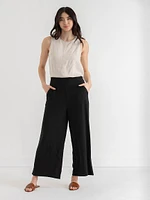 Viscose Linen Wide Crop Pant