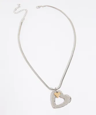 Snake Chain Necklace Metal Hearts Pendant
