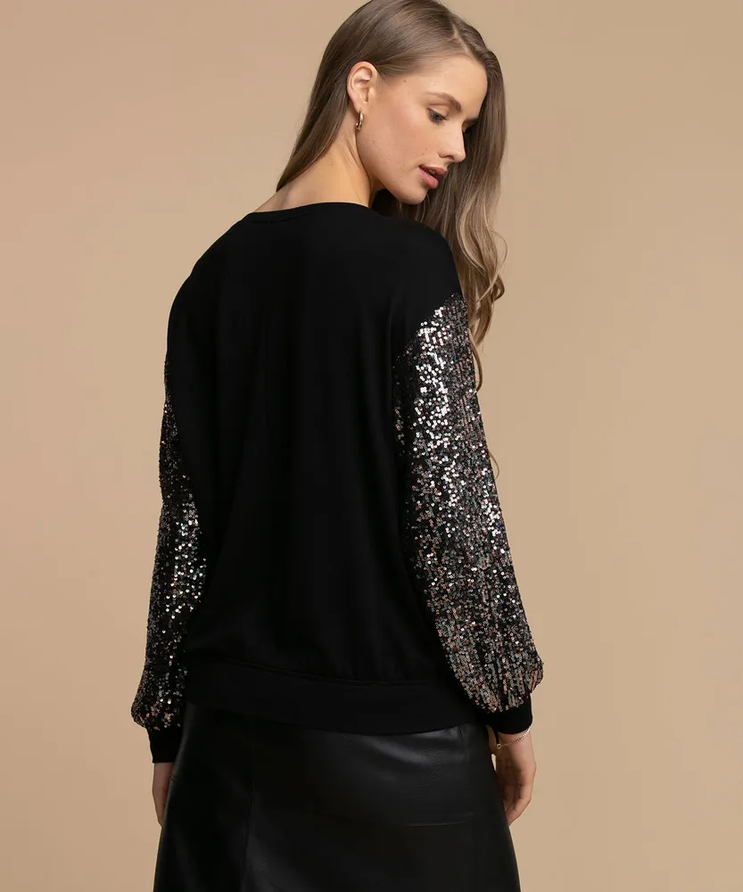 Sequin Sleeve Sweatshirt