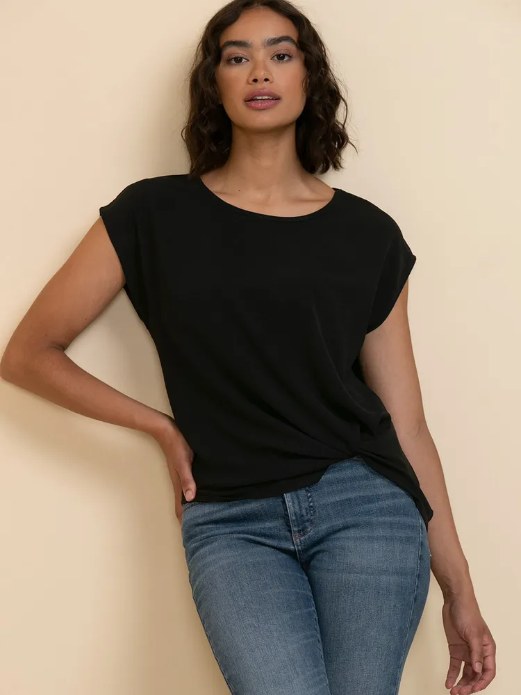 Short Sleeve Twist Front Blouse by Ripe