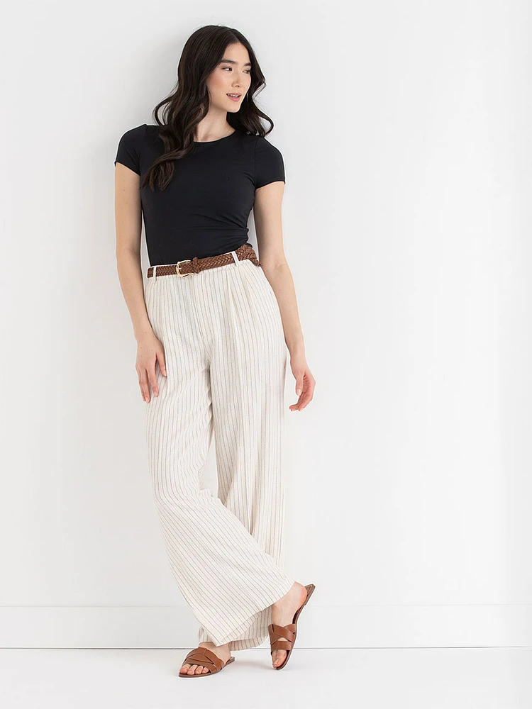 Wide Leg Linen Blend Pant