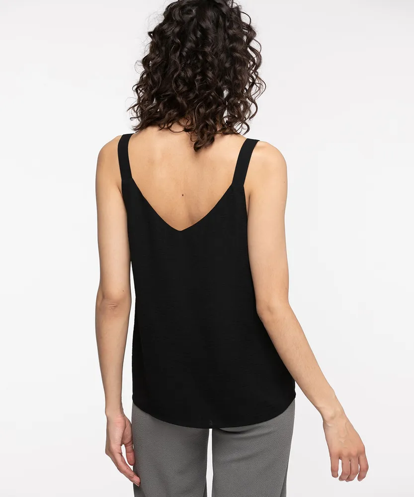 Button Front V-Neck Cami Blouse