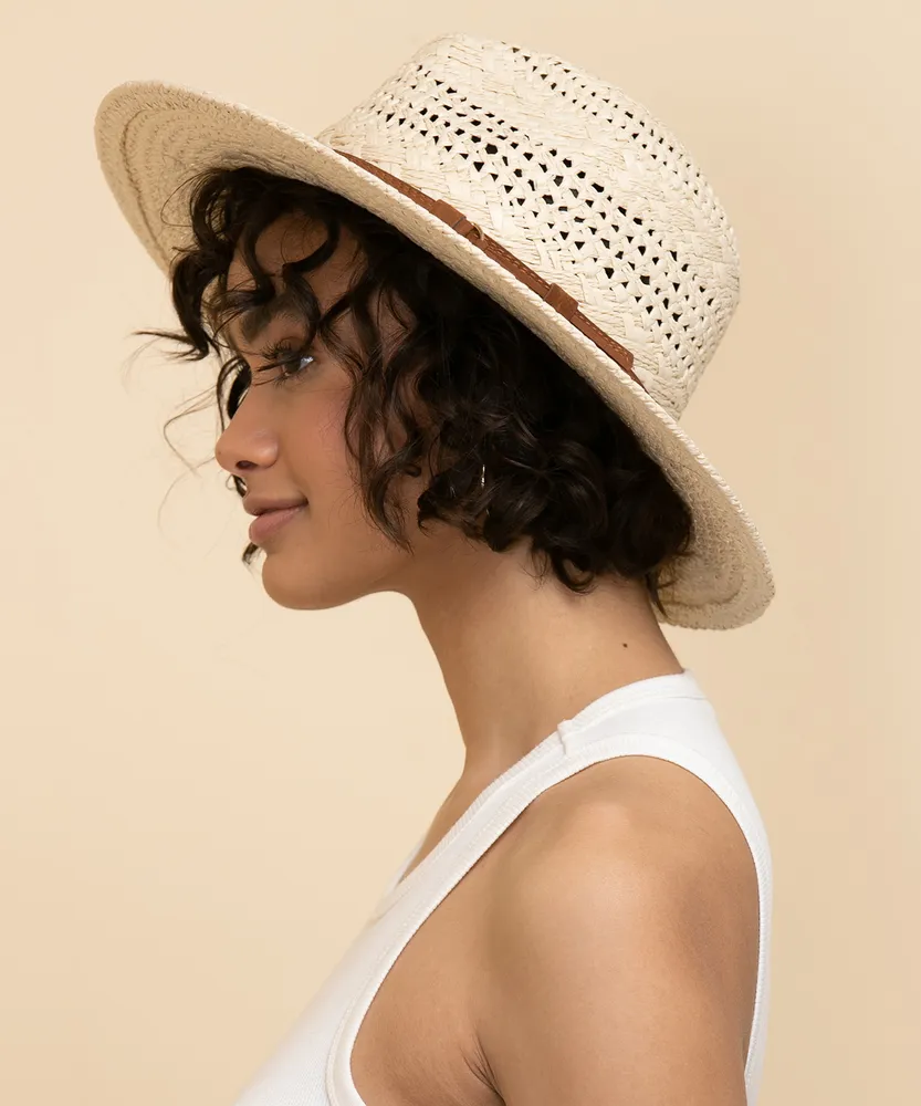 Straw Panama Hat with Leather Buckle