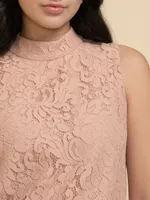 Sleeveless Lace Mockneck Blouse