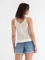 V-Neck Pointelle Sweater Tank