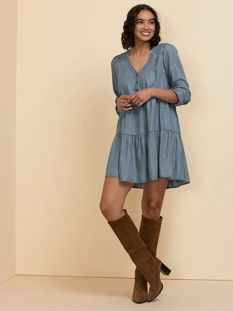 Smocked Linen Dress with Adjustable Straps