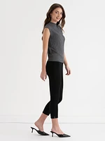Mock Neck Sleeveless Rib Sweater