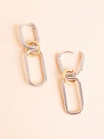 Chain-Link Drop Earrings with Gold Circle