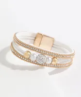 White Rhinestone Snap Bracelet