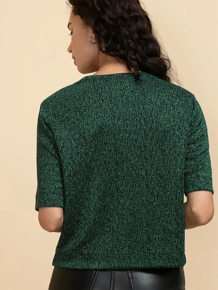 Short Sleeve Boxy Tee with Shoulder Pads