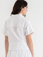 Short Sleeve Collared Poplin Shirt