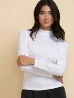 Long Sleeve Lace Mock Neck