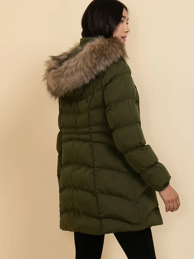RICKI'S Carlyn Long Puffer Vest with Detachable Hood & Fur Trim