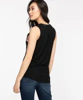 Sleeveless Ruched Button Front Top