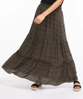 Pull On Tiered Midi Skirt