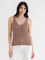 V-Neck Pointelle Sweater Tank