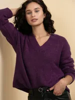 Rib Trim V-Neck Sweater