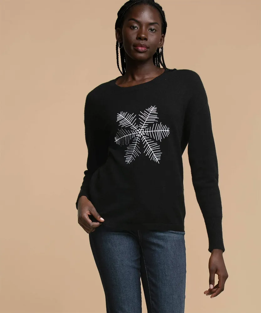 Embroidered Snowflake Sweater