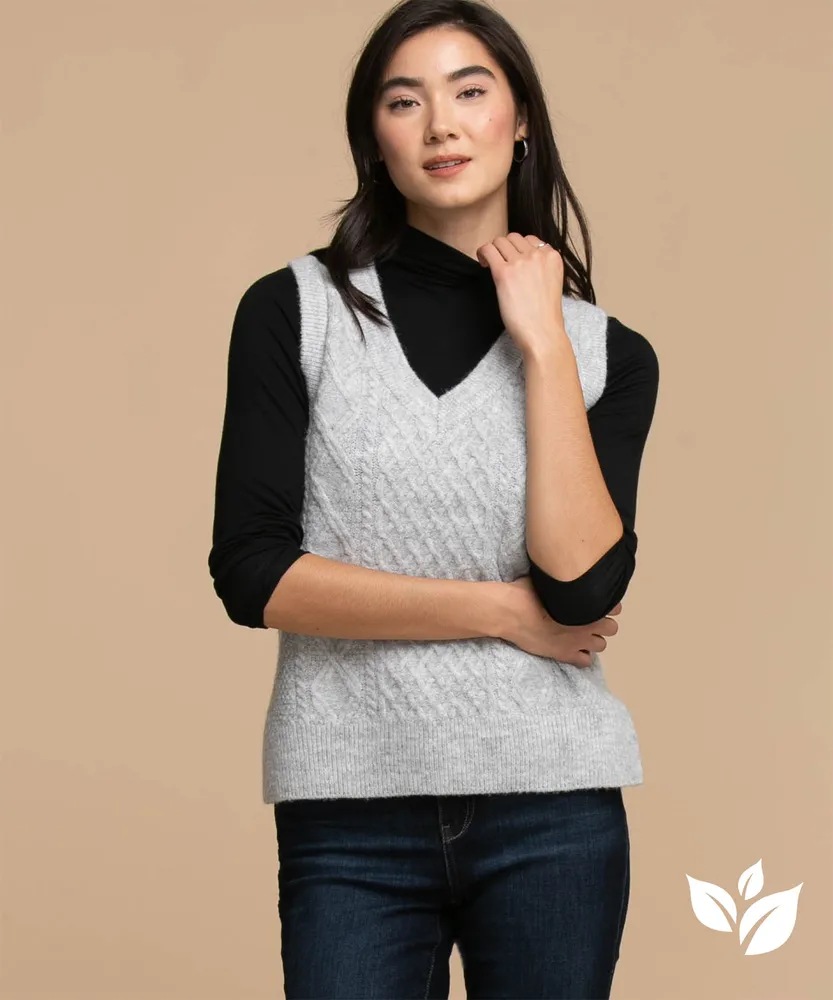 RICKI'S Eco-Friendly Cable Knit Sweater Vest