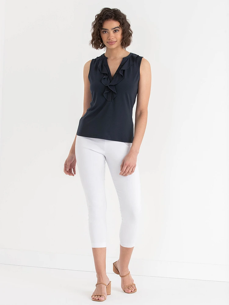 Sleeveless Ruffle Henley Top