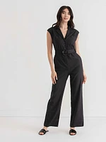 Linen Tailored Jumpsuit with Belt