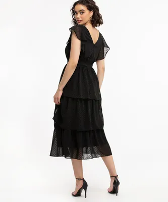 Tiered Flutter Sleeve Dress
