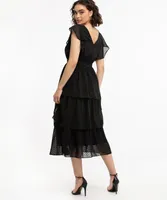 Tiered Flutter Sleeve Dress