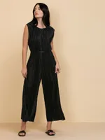 Sleeveless Plisse Crop Jumpsuit