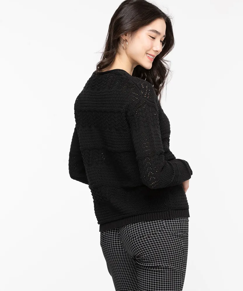 Cotton Pointelle Pullover Sweater