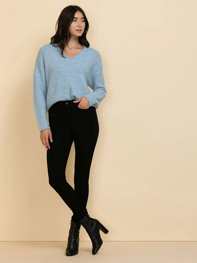 Rib Trim V-Neck Sweater