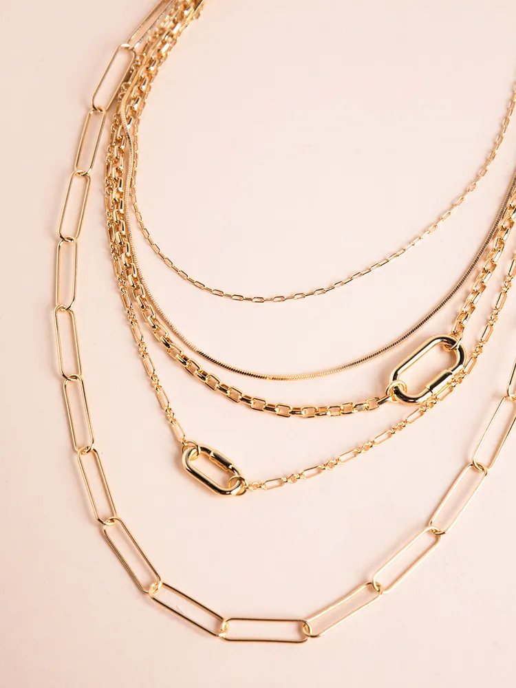 14K Gold Layered Chain-Link Necklace