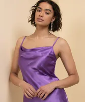 Bebe Satin Cowl Strappy Dress